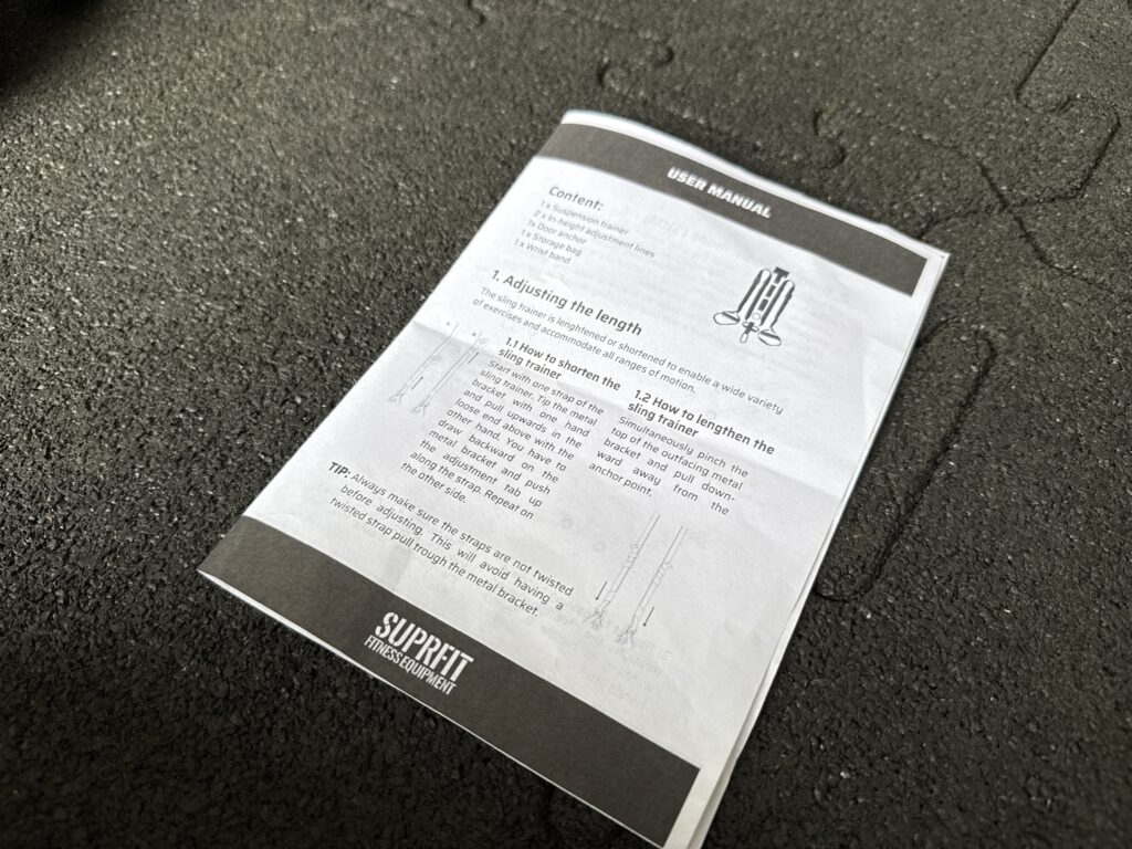 Suprfit Schlingentrainer Test Bedienungsanleitung
