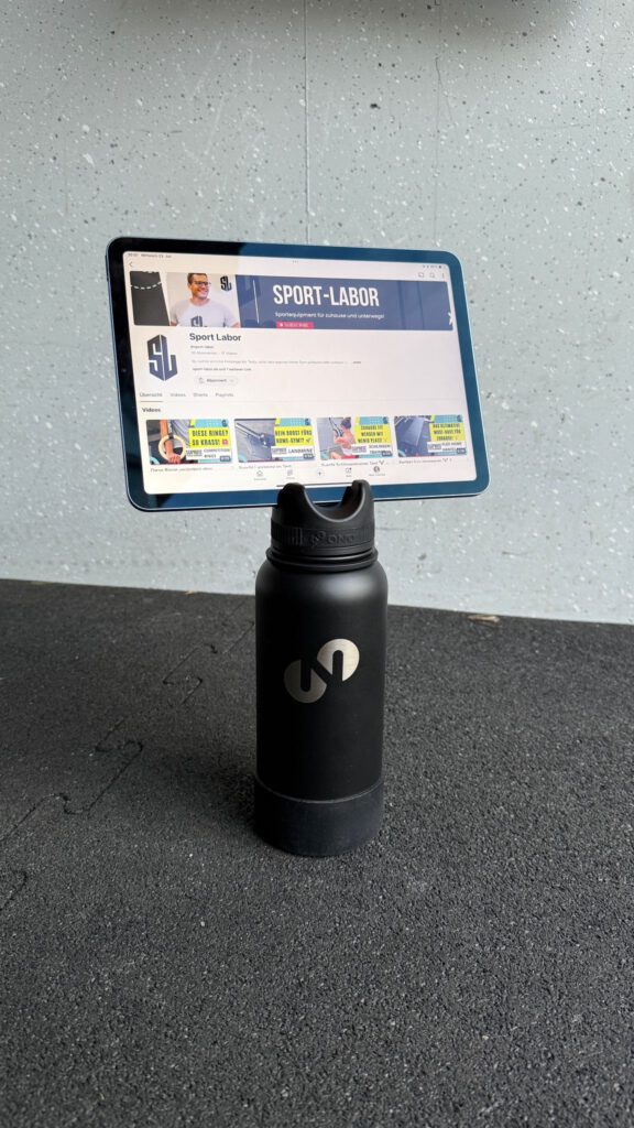 Barbell Jack Trinkflasche von ONO Test und Erfahrungen Tablet Tablethalterung